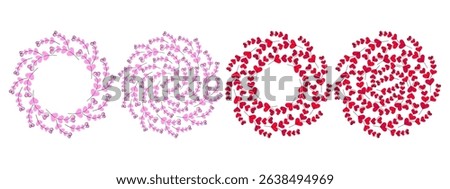Hand drawn heart shape twigs Valentines Day Circle Frame Border and Backdrop Copy space Template Set