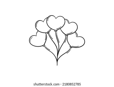 hand drawn heart shaped balloon on a white background