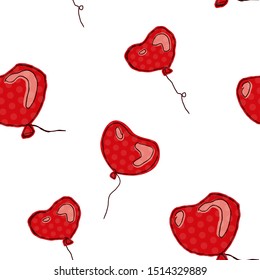 Hand drawn heart shaped balloons with polka dot pattern isolated on white background. Great for wedding invitation, valentine card, banner, coverphoto, textile design or scrapbooking.