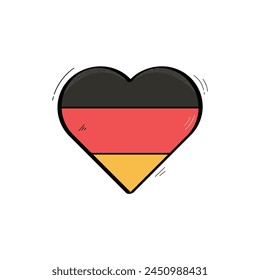 Hand Drawn Heart Shaped Germany Flag Icon Vector Design.