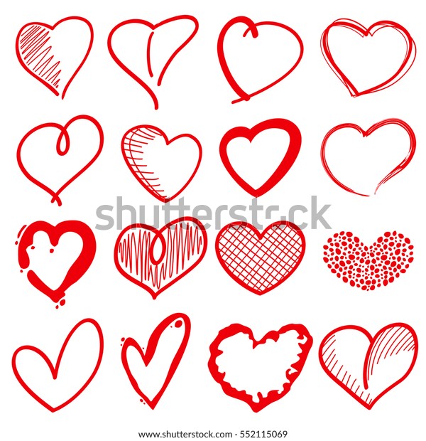 Hand Drawn Heart Shapes Romance Love Stock Vector Royalty