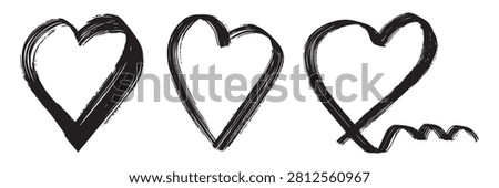 Hand drawn heart shapes with textured brushstrokes on a white background hearts cardiology love affection romance passion emotion feeling sentiment devotion adoration tenderness care relationship