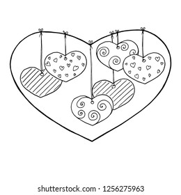 Hand drawn heart shapes. Vector illustration for Valentine’s day cards. 