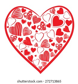 Hand drawn Heart Shapes vector illustration with white background. 