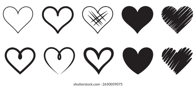 Hand Drawn Heart Silhouette Collection