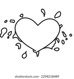 Hand drawn heart with splash water isolated on white background,vector illustration eps10