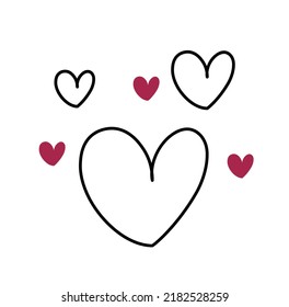 Hand drawn heart. Sticker for social networks, graphic element for website. Decoration for greeting and invitation wedding cards. Anniversary and Valentines day. Cartoon flat vector illustration