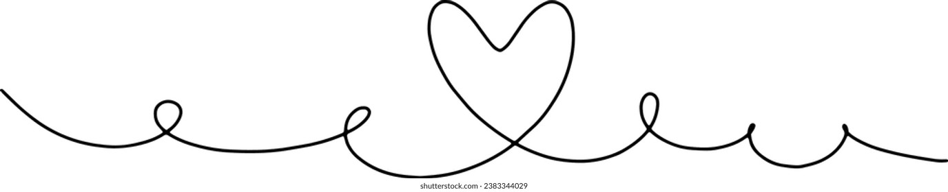 Hand drawn heart symbol divider border frame icon for love, romantic trendy doodle art for decoration background element in a glyph pictogram illustration