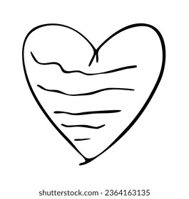 Hand drawn heart symbol isolated on white background. brush style pattern.