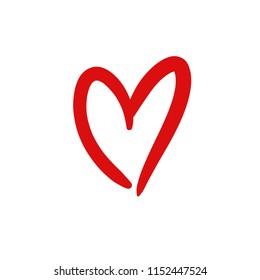 Hand drawn heart, symbol of love, expressive linear vector