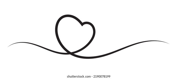 Hand drawn heart symbol. Love Continuous line drawing