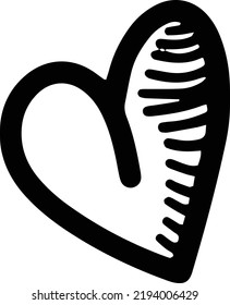 Hand drawn heart symbol love icon romantic trendy doodle art for decoration element in a glyph pictogram illustration