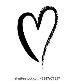 Hand drawn heart symbol love icon for romantic trendy doodle art for decoration element in a glyph pictogram illustration