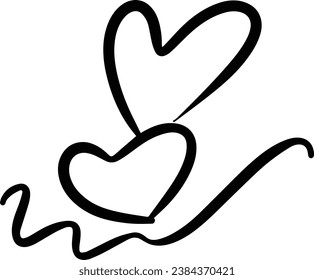 Hand drawn heart symbol, love icon for romantic trendy doodle art for decoration element in a glyph pictogram illustration
