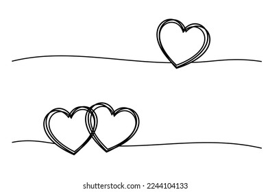Corazón dibujado a mano en línea delgada enmarañada aislada en ilustración vectorial de fondo blanco. 