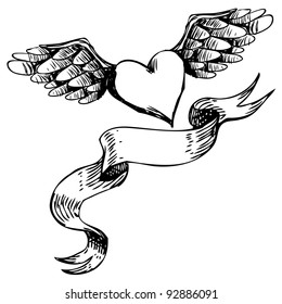 11,454 Heart with wings tattoo Images, Stock Photos & Vectors ...