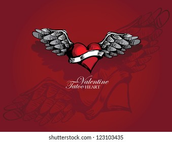 Hand Drawn Heart Tattoo Layout Design
