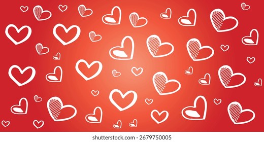 Hand drawn heart theme doodle, valentine celebration doodle background