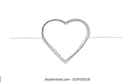 hand drawn heart with thin line. Vector illustration.