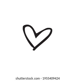 Hand drawn heart with thin line, divider shape, Tangled grungy round scribble Isolated on white background.Vector illustration
