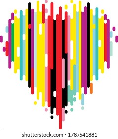 Dibujo manual del corazón con varias figuras lineales redondeadas,Ilustración vectorial de una composición dinámica