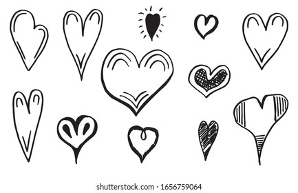 hand drawn Heart vector collection. Love symbol icon set.valentine heart symbol.