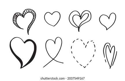 hand drawn Heart vector collection. Love symbol icon set.valentine heart symbol.