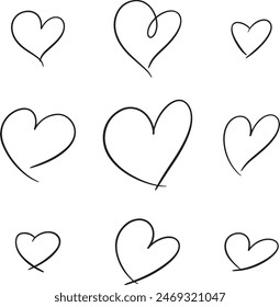 Hand drawn heart vector collection