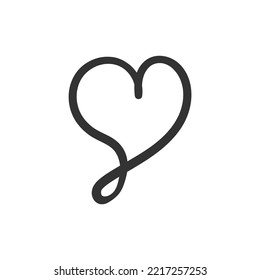 Hand drawn heart vector icon. Heart vector sign. Love linear heart icon. Valentines day heart icon. EPS 10 flat symbol