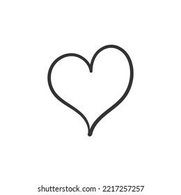 Hand drawn heart vector icon. Heart vector sign. Love linear heart icon. Valentines day heart icon. EPS 10 flat symbol