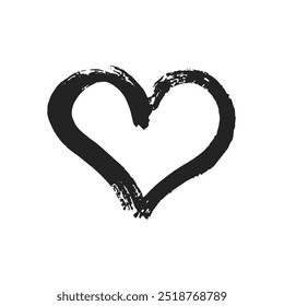 Handgezeichnete Herz, Vektorgrafik. Love Grunge Pinsel Strich Symbol auf weißem Hintergrund.