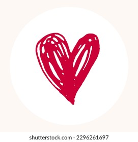 Hand drawn heart vector logo or icon, brush stroke painted heart symbol, sketch doodle graphic design element.