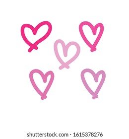 Hand drawn Heart vector in pink color.