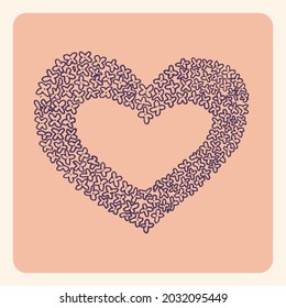  Hand drawn heart with violet flowers and a hole inside.
Cute design for card.          