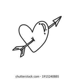 Hand drawn heart with wings. Simple vector elements. Vector clipart for design, wrapping paper, postcards, ui, textile design