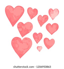Hand drawn hearts in 3 colors - suitable as elements for design, greeting cards patterns, Valentine's Day....
