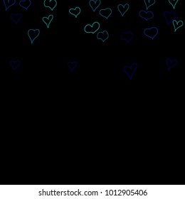 Hand drawn hearts. Background.  Cute simple pattern with falling hearts for cards, posters, banners, Valentine decoration. Vector holiday background. Romantic love motif. Falling confetti.