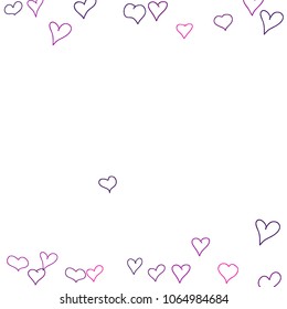 Hand drawn hearts. Background.  Cute simple pattern with falling hearts for cards, posters, banners, Valentine decoration. Vector holiday background. Romantic love motif. Falling confetti.