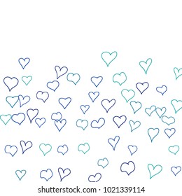 Hand drawn hearts. Background.  Lovely simple pattern with falling hearts for cards, posters, banners, Valentine decoration. Vector holiday background. Romantic love motif. Falling confetti.