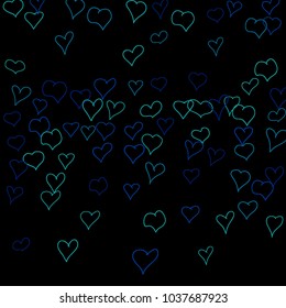 Hand drawn hearts. Background.  Lovely simple pattern with falling hearts for cards, posters, banners, Valentine decoration. Vector holiday background. Romantic love motif. Falling confetti.