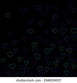 Hand drawn hearts. Background.  Lovely simple pattern with falling hearts for cards, posters, banners, Valentine decoration. Vector holiday background. Romantic love motif. Falling confetti.