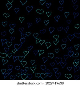 Hand drawn hearts. Background.  Trendy simple pattern with falling hearts for Valentine cards, posters, banners. Vector holiday background. Romantic love motif. Falling confetti.
