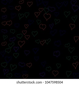Hand drawn hearts. Background.  Trendy simple pattern with falling hearts for cards, posters, banners, Valentine decoration. Vector holiday background. Romantic love motif. Falling confetti.