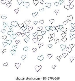 Hand drawn hearts. Background.  Trendy simple pattern with falling hearts for Valentine cards, posters, banners. Vector holiday background. Romantic love motif. Falling confetti.