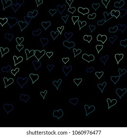 Hand drawn hearts. Background.  Trendy simple pattern with falling hearts for cards, posters, banners, Valentine decoration. Vector holiday background. Romantic love motif. Falling confetti.
