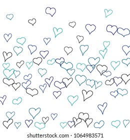 Hand drawn hearts. Background.  Trendy simple pattern with falling hearts for cards, posters, banners, Valentine decoration. Vector holiday background. Romantic love motif. Falling confetti.