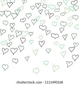 Hand drawn hearts. Background.  Trendy simple pattern with falling hearts for cards, posters, banners, Valentine decoration. Vector holiday background. Romantic love motif. Falling confetti.
