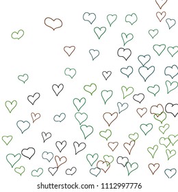 Hand drawn hearts. Background.  Trendy simple pattern with falling hearts for Valentine decoration, cards, banners, posters. Vector holiday background. Romantic love motif. Falling confetti.