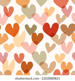Hand drawn hearts boho seamless pattern vector illustration. Simple love symbols isolated on white background. Childish decorative elements Flat doodle style