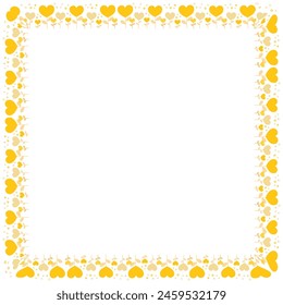 Hand drawn hearts border and frame on white background.